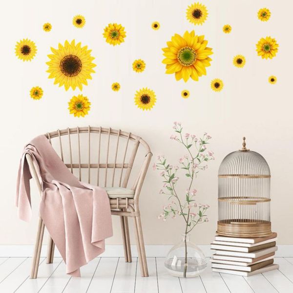 

wall stickers sunflower sticker home flower plant self-adhesive living room bedroom art graffiti decoration stickers2021