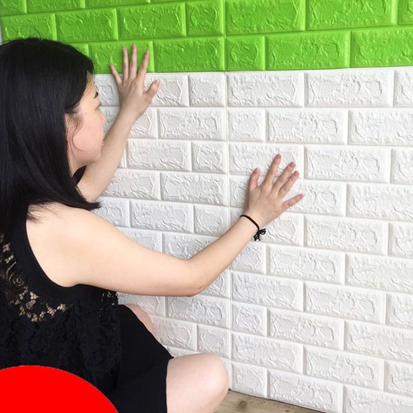 

70x77cm 3d wall stickers living room decor foam waterproof wall covering diy self adhesive wallpaper for tv background kids room