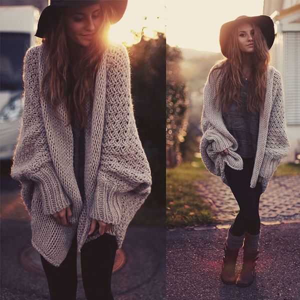 

autumn cardigan fashion women sweater batwing knitted long cardigan sweater coat tricot warm jumper oversize knitwear, Black;white