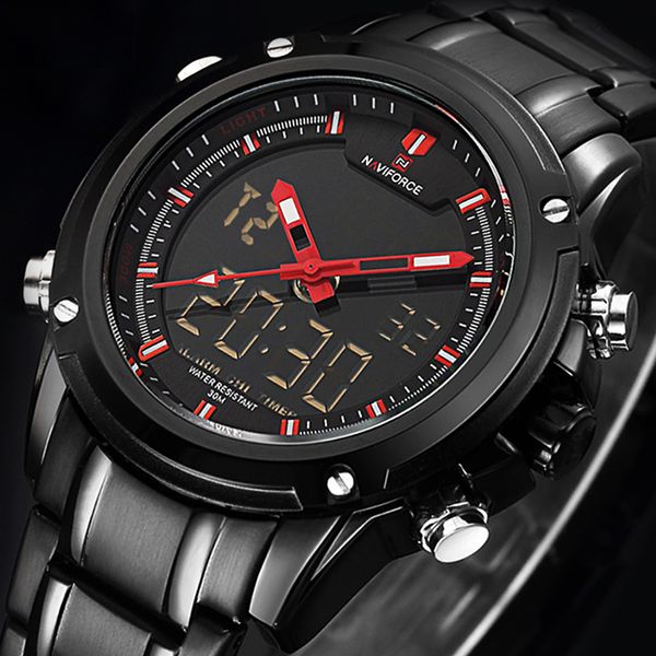 luxury brand naviforce men military waterproof led sports watches men's clock male quartz wrist watch relogio masculino 2019 ly191213, Slivery;brown