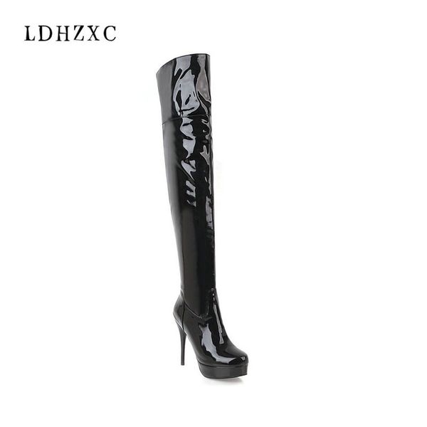

ldhzxc women boots over the knee boots elasticity suede thin heels slim look fashion ladies size 34-46, Black