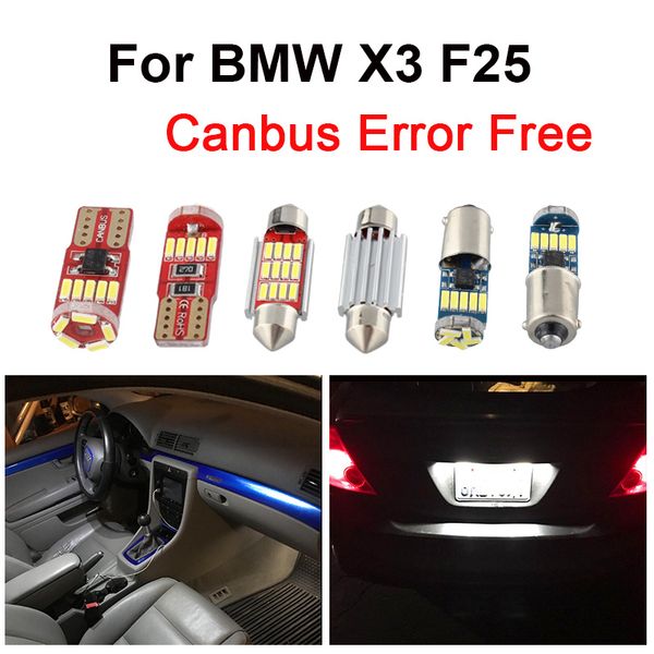 

22pcs white canbus error led reading light interior map dome light kit for 2011-2017 x3 f25 trunk door glove box lamp