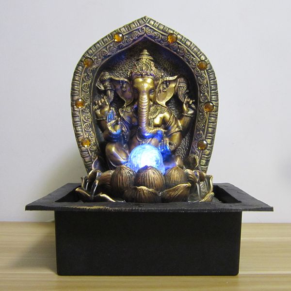 Acheter 40cm Dieu Ganesha Chanceux Fontaine Deau Ornements Fengshui Artisanat De Table Dintérieur Air Humidificateur Décoration De La Maison De