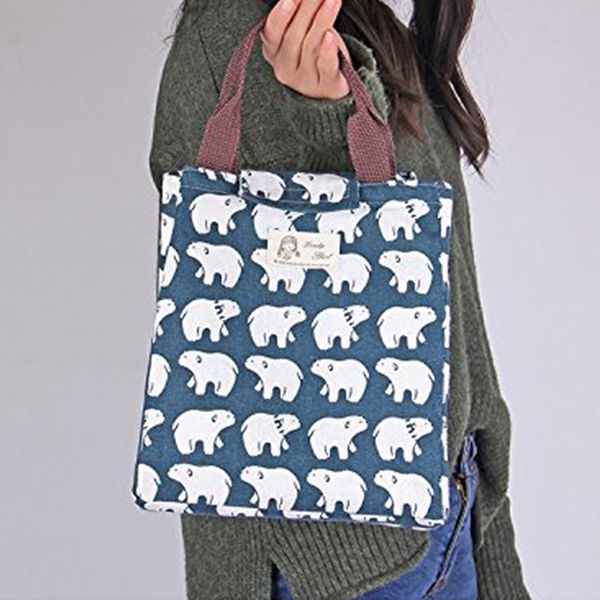 

new fashion portable lunch bag pouch storage box insulated thermal bento cooler picnic tote for women men kids, Blue;pink