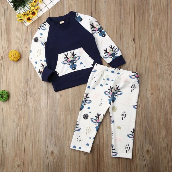 

newborn baby boys 1t-5t long sleeve deer pants sweater autumn winter clothes, White