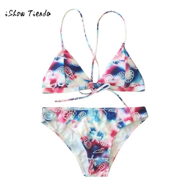 

2019 new women sling bow tie print bandage bikini set push-up brazilian swimwear beachwear swimsuit bathing biquini 30