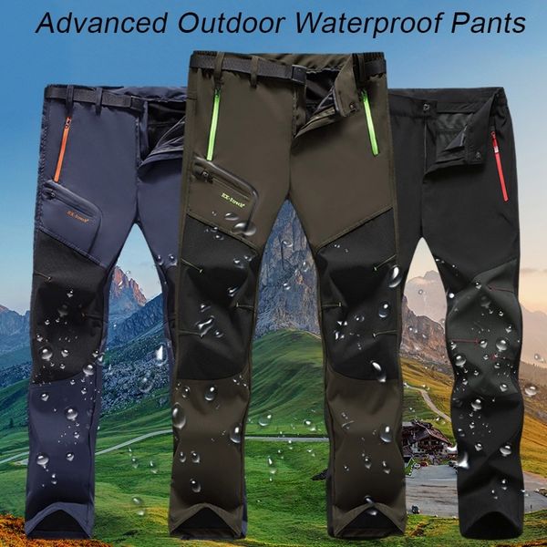 

new men/women spring outdoor thin waterproof hiking trousers camping climbing fishing trekking softshell pants, Black