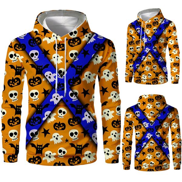 

halloween men autumn winter skeleton skull long sleeve pullover casual outdoor sports sweatshirt men's hoodie out capucha #w, Black