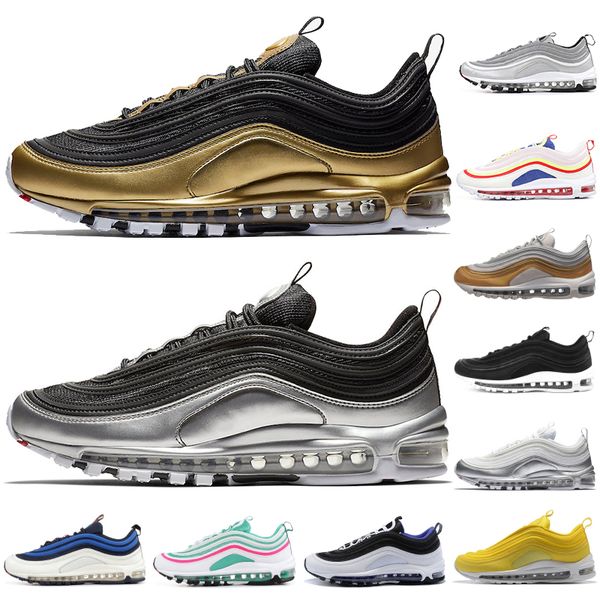 

97s qs running shoes for men women new balck metallic gold south beach prm yellow triple white 97s sports sneakers size 36-45