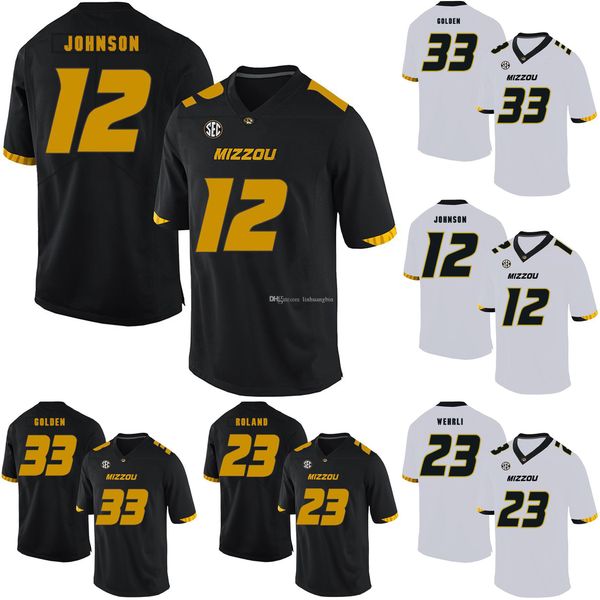 

johnathon johnson stitched men's missouri tigers markus golden johnny roland white yellow black college football jersey 4xl