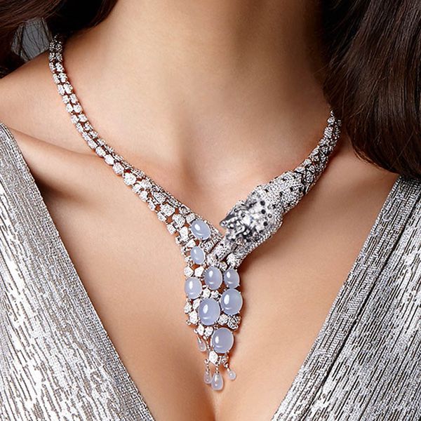 

zlxgirl cat eye's stone leopard animal necklace&earring jewelry sets fine women's wedding bridal accessories sets, Silver