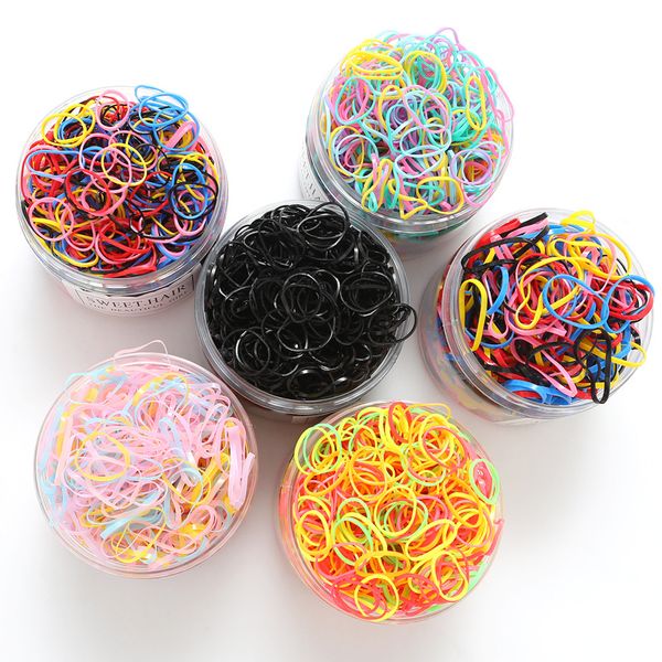

500/1000 disposable hair band rubber band children's hair ring black head rope korea headdress baby rope mouse ears