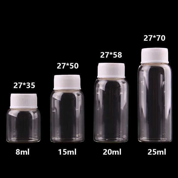

8ml 15мл 20мл 25мл маленькие прозрачные стеклянные бутылки с пластиковой screw cap крошка jar бутылочки