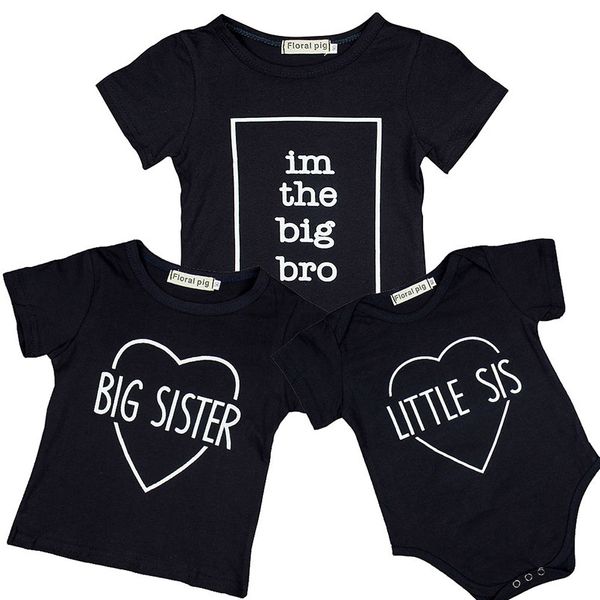 

baby t-shirt clothing fashion short sleeve kids clothes print big brother & little sister t-shirt 1-5 years play mats