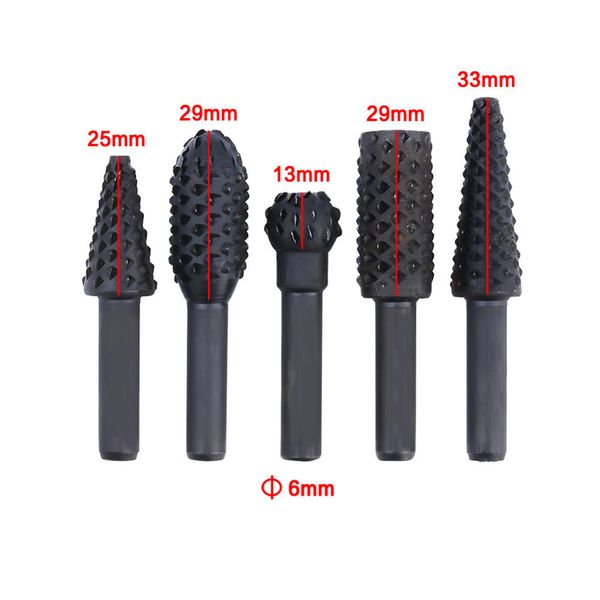 

5pcs rasp file drill bits rasp set drill grinder for woodworking carving tool round shank rotary burr set