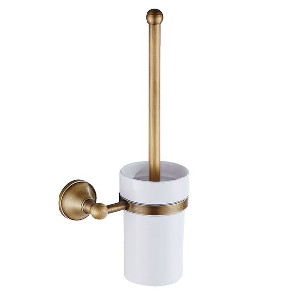 

new antique brass bathroom toilet brush set holder brush with ceramic cup