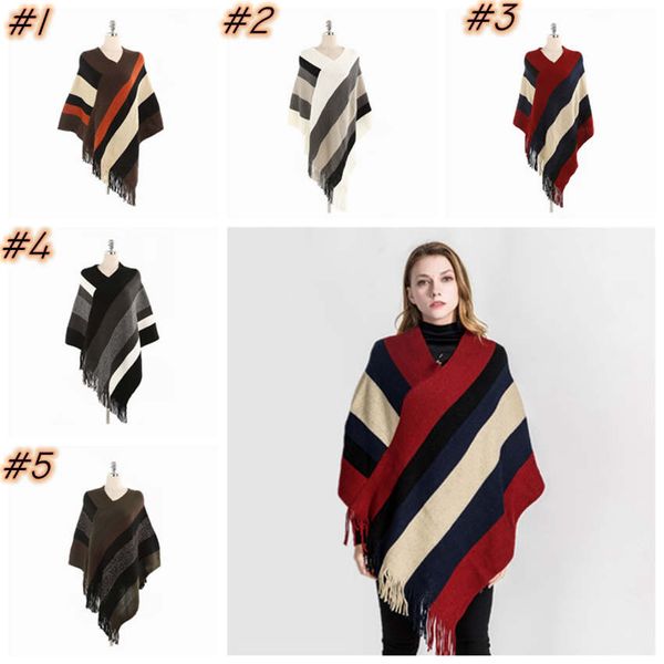 

popular women girls shawl cloak stripe fringe acrylic fibres lady winter scarves home wearable cloaks zza1496-4, Blue;gray