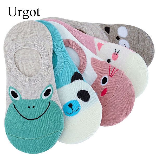 

urgot 5 пар женщин носки конфеты цвет мелких животных мультфильм pattern лодка носок костюм для лета дышащий вскользь леди смешные носки, Black;white