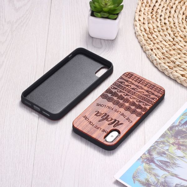 

genuine wood case for iphone 11 xs max xr samsung bamboo housing luxury s9 retro protector hard cover carving wooden phone shell