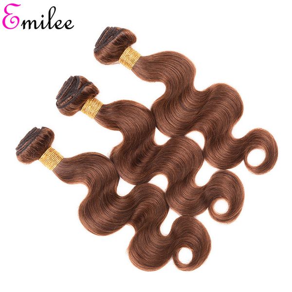 

emilee human hair weave brown bundles 4# body wave ombre hair bundles double weft medium brown remy hair weaving, Black