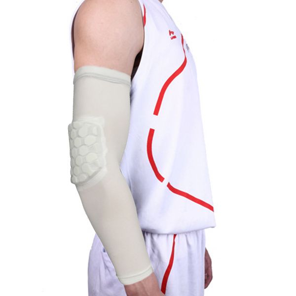 

playing basketball anti-collision hand arm elbow pad protector guard single long sleeves gloves, Black;gray