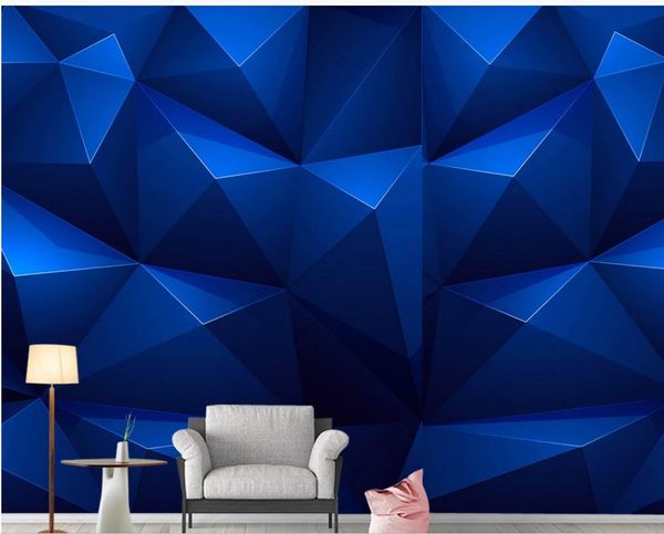 azul 3D estéreo papéis de parede a parede tv fundo moderno wallpapers geométricas