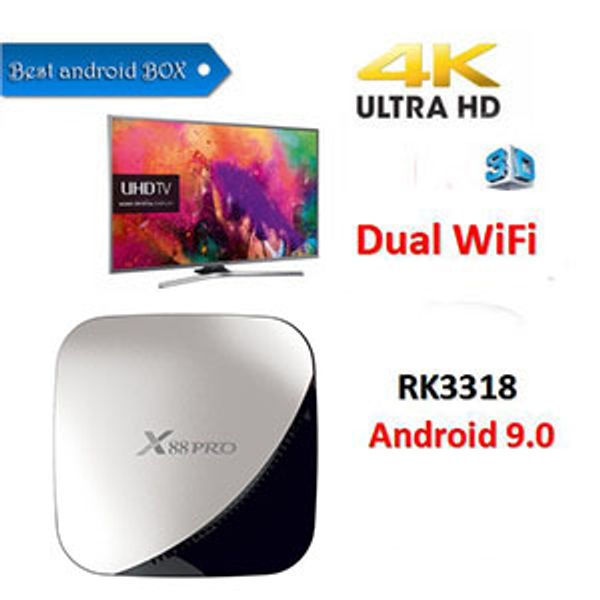 

X88 Pro Android 9.0 Tv Box Rk3318 2 ГБ 16 ГБ с двойной Wi-Fi Quad Core Iptv Set Top Box Pk Tx3 мин