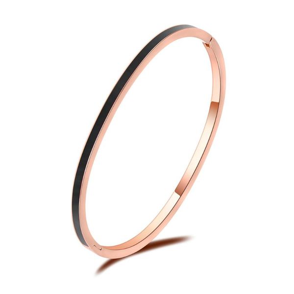 

bangle simple titanium steel cuff bangles bracelets 3 colors lovers jewelry for women valentine's day gift armbanden b18072, Black