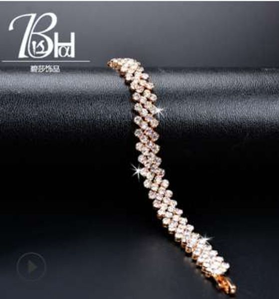 

men women zirconia tennis bracelet bling alloy fashion jewelry classical for woman bracelets & bangles new brand, Golden;silver