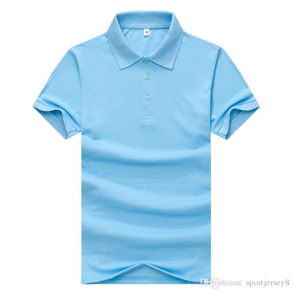 

2019 summer casual pique solid color male lapel polo simple and breathable sky blue t-shirt jh-014-007, Black
