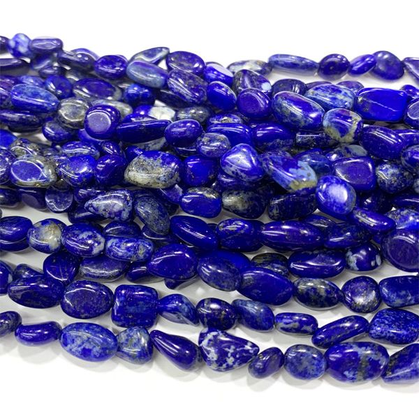 

natural genuine dar blue lapis lazuli nugget form fillet irregular pebble necklace bracelet beads 15.5" 06395, Black