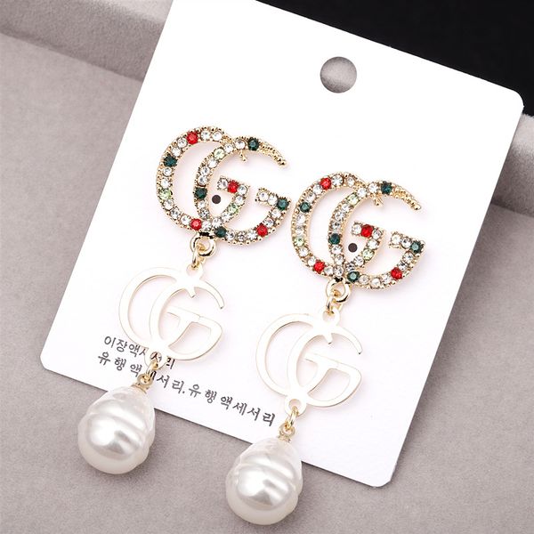 

S925 серебряные серьги с булавкой, красочные G буквы жемчужные серьги, женские, модные ювелирные аксессуары оптом
