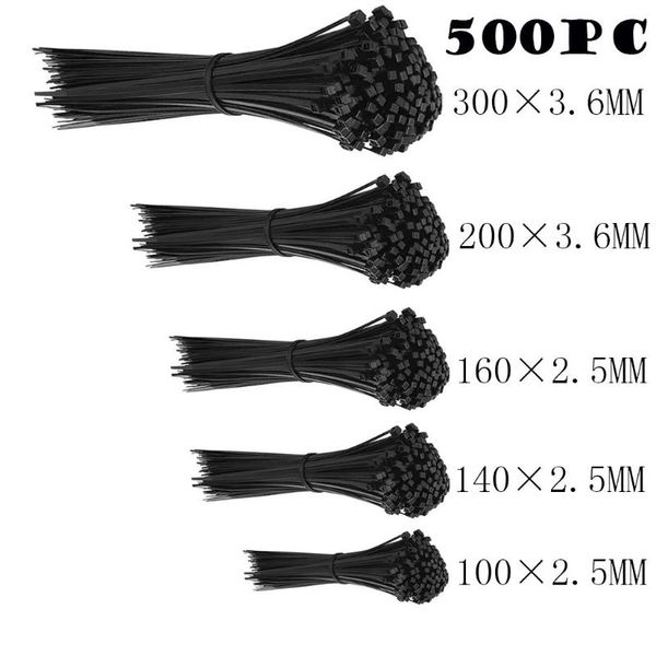 

500pc spot кабельные стяжки 5size uv ​​погодоустойчивый нейлон устойчив wrap zip ties пакет black 30 / 20x0.36cm или 16/14 / 10x0.25cm 67