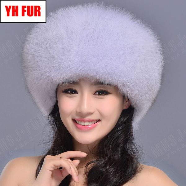 

2019 women winter natural real fur hat warm soft fluffy genuine fur cap luxurious good quality real bomber hats, Blue;gray