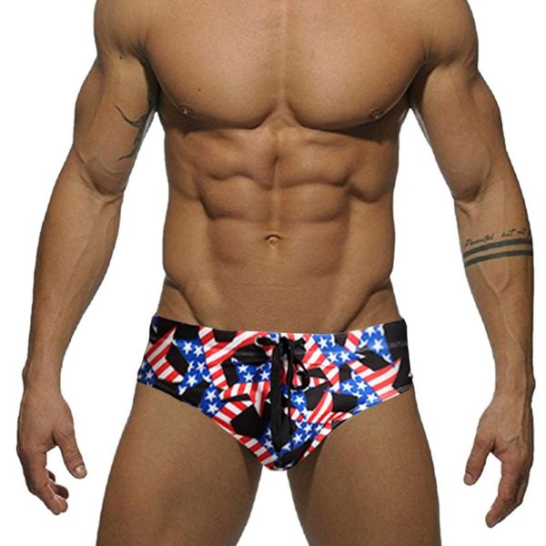 

american flag swimwear mens stars low rise swim briefs trunks usa flag underwear beach bikini swimsuit swimming surf shorts