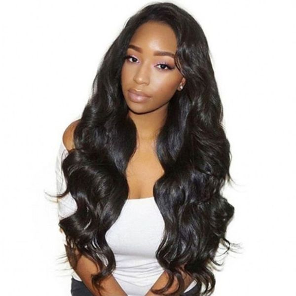 

pre plucked human hair lace front wig natural hairline body wave cambodian remy hair lace wigs bleached knots, Black;brown