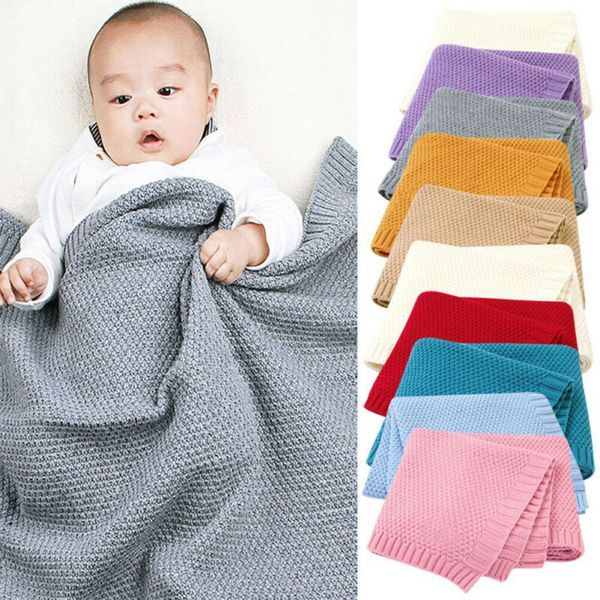 

newborn baby cotton soft blanket bedding stuff knitted solid swaddle wrap infant baby crochet p prop sleeping bag
