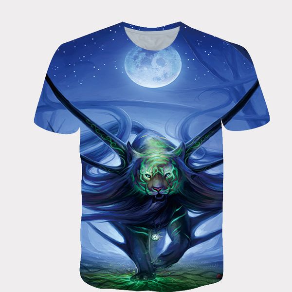 

summer t shirt men streetwear round neck short sleeve tees funny super cool print male clothes casual tiger 3d print tshirt, White;black