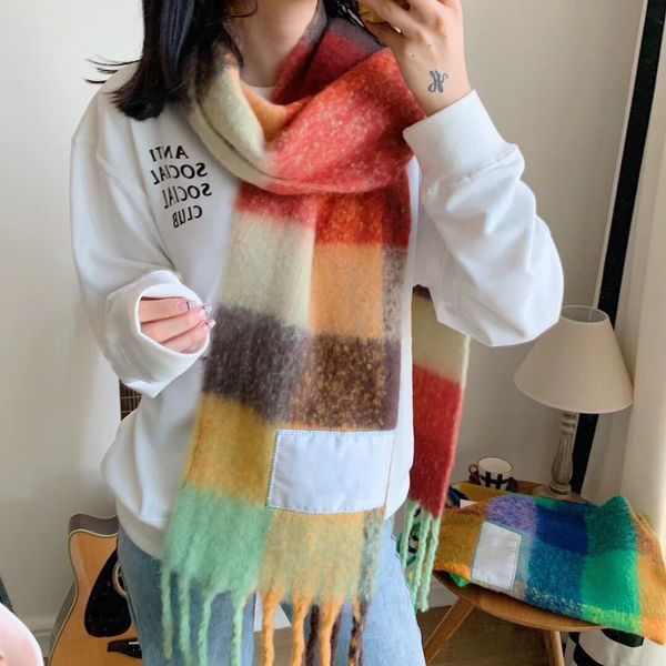 

радуга моды шарф женщина новые прибытия зимы полушерстяные acn-stu стиль шарф женские шарфы 4 цвета факультативный высоко качества, Blue;gray