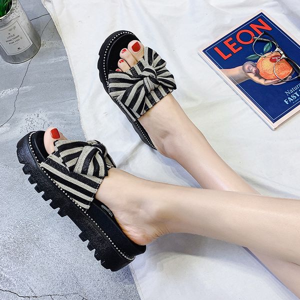 

shoes woman 2020 med house slippers platform lady shale female beach slipers women slides girl summer sabot new, Black
