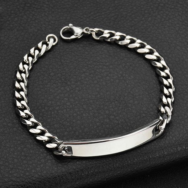 

steel bracelet with stainless steel charm chain bracelet with name 2020 fashion jewelry on hand made nameplate bracelets men, Black