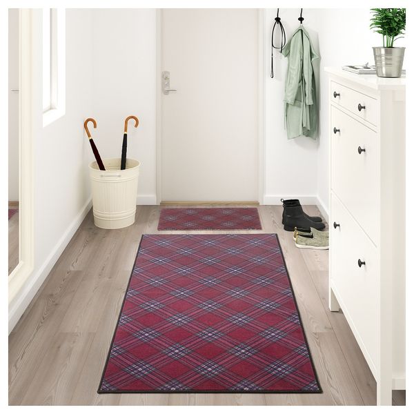 

150x75cm rug, low pile, dark red