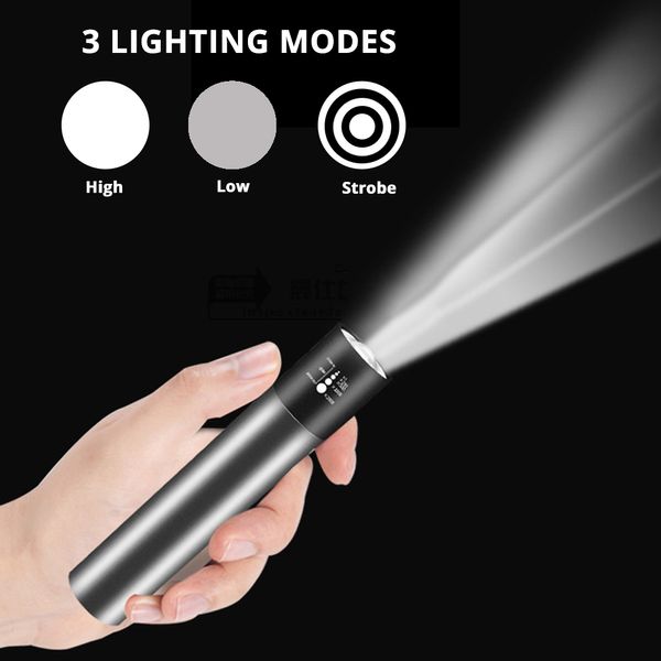 DHL USB ricaricabile mini torcia a LED 3 Illuminazione impermeabile di modo del vestito della torcia portatile telescopica Zoom elegante per notte Lighting