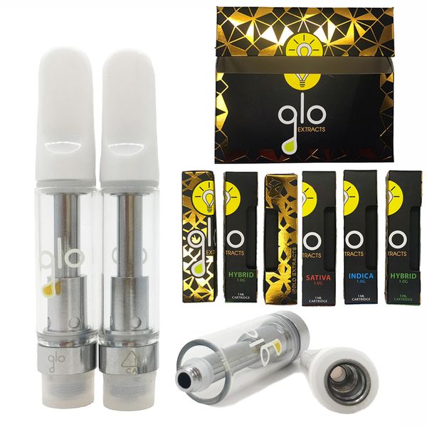

Glo Экстракты Vape Картриджи Упаковка 1мл 0,8 мл Стеклянный бак Слейте Испаритель Pen картридж 510 темы Керамические Coil Vape Тележки с коробками