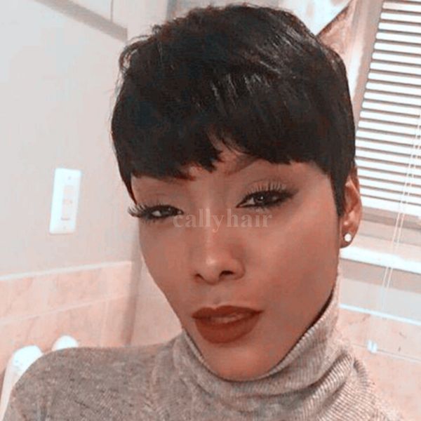 Burmese Hair Rihanna Short Hair Brazilian Bob None Lace Wigs Short