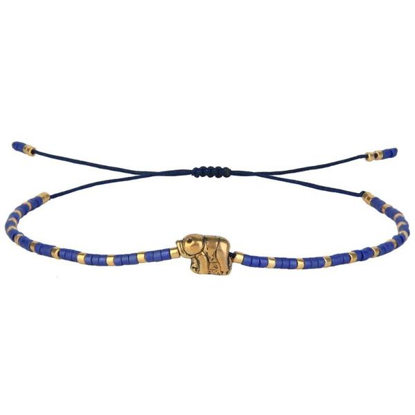 

kelitch mixed miyuki seed beaded string bracelets woven friendship cute elephant animals bangles charm teenis adjustable, Golden;silver
