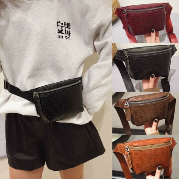 

women travel waist fanny crossbody pack belt pouch hip bum bag purse ladies pu solid waist bags female