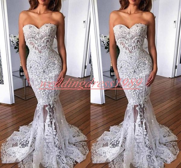 

real image sweetheart arabic lace wedding dresses mermaid sheer garden floral bridal gown plus size bride dress vestido de novia custom, White