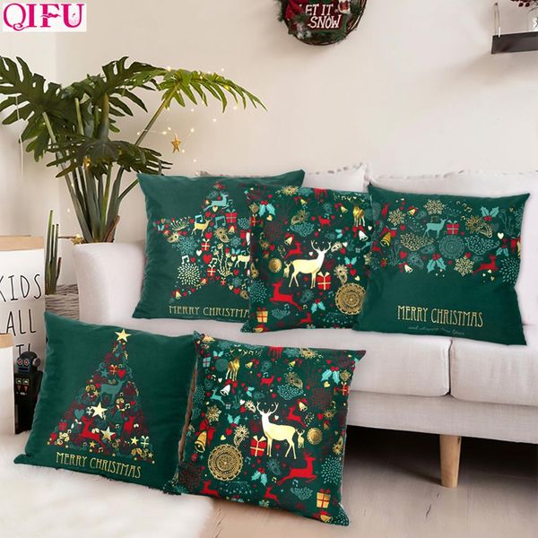 

christmas green cotton stamping pillowcase christmas decoration for home party decor kerst