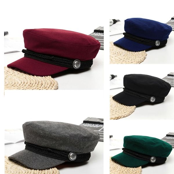 

2019 trend winter hats for women french style wool baker's boy hat female cool baseball cap black red visor hat casquette, Blue;gray